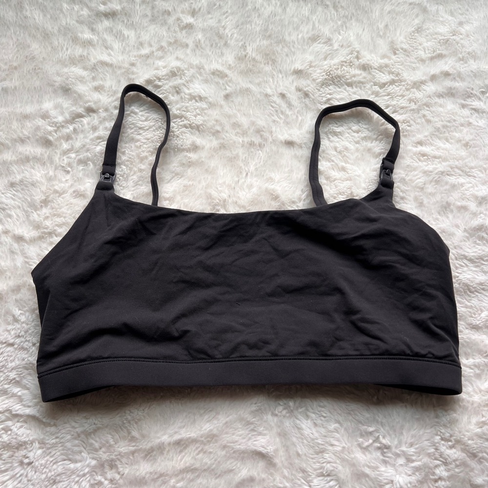 Skims Maternity Nursing Bra Onyx Black Square Neck Wireless Bralette Size Medium